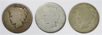 (3) NO DATE/PARTIAL DATE PEACE DOLLARS