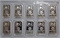 10 - 1 ozt Silver .999 Bars Prospector