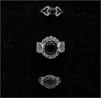 3 Black Gemstone Rings