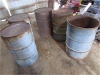 5 metal barrels