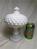 Westmoreland Saw Tooth Lidded Compote 10" tall