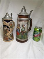 2 Beer Steins, tallest 11 1/2"