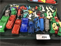 Tray Of Plastic Toy Cars, People Figures.