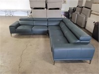 Lillian August - 3 PC Blue Leather Sectional Set