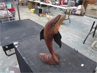 CARVED WOOD DOLPHIN 12.5" TALL