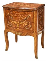 FRENCH LOUIS XV STYLE MARQUETRY BEDSIDE CABINET