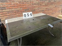 Metal Patio Table with glass inserts 65" x 40"
