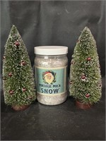 Bottle Brush Christmas Trees & Mica Snow