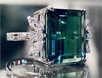 $14,455  21.20 cts Tourmaline & Diamond 18k Ring