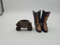 Cast Stage Coach ashtray & Cowboy boots