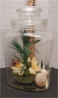 Glass decorative jar. 9.5in tall