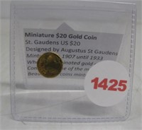 Miniature $20 St. Gaudens gold coin.