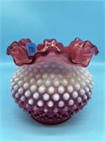 Fenton Cranberry Hobnail Vase