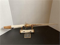 Carved Wood & Bone Spear & Stand