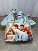 Vintage Anya Hindmarch dog print tote bags, set