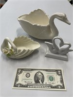 Swan Planters and Figurine