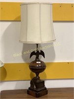 Wood and metal table lamp w/ eagle motif