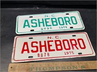 1974 & 1975 Asheboro tags