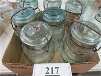 7 Atlas E-Z Seal Quart Canning Jars