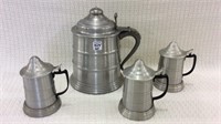 Metal Ice Bucket w/ 3 Steins