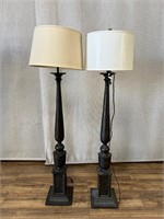 Pair of Black Floor Lamps with Shades