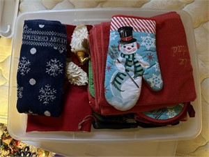 Tote of Christmas Towels/Hot Pads