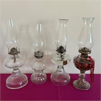 4 Vintage Oil Lamps