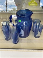 Vintage Sailboat Pitcher and Glasses Set