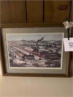 VINTAGE FRAMED TRAIN PRINT