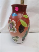 Vintage Hand Painted Blown Glass Vase 10&1/4"