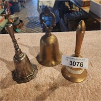 Brass Bells - 1 missing Clapper  - Lot of 3