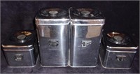 Vintage aluminum canisters.