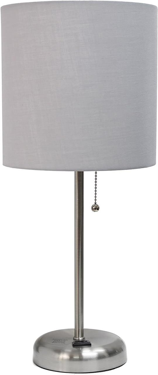 Brushed Steel Desk Lamp with Charging Outlet