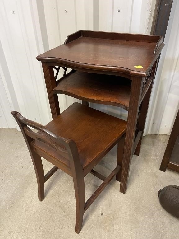 Antique Phone Table and Chair