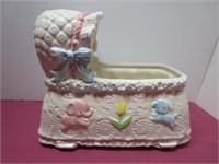 VTG Napcoware Ceramic Baby Crib Blue & Pink