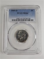 1969 d MS 64 PCGS Jefferson Nickel