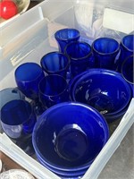 Cobalt Blue Glassware & Ceramic Bowls