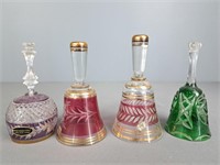 Lot Of 4 Vintage Crystal Bells