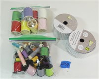 Sewing Threads and 2 Rolls Diamond Ribbon