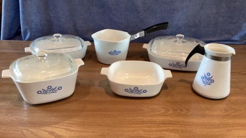 9 Pcs Cornflower Corningware