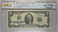 1995  $2 Courtesy Autograph PCGS 66 PPQ GEM UNC