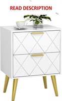 Nightstand White  Bedside Table with 2 Drawers  Mi