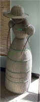Vintage wicker lady figurine stands 4‘10“ tall