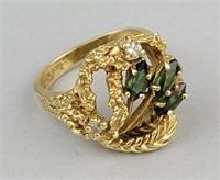 14K Gold, Emerald & Diamond Ring.