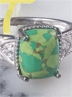 New Sterling Green Turquoise Ring Sz 8