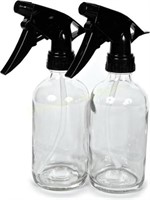 2 Large 8 oz Clear Glass Spray Bottles