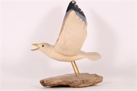 Handcarved and Painted Flying Seagull on Base by