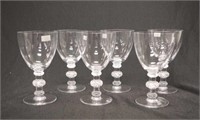 Set of six Lalique "Saint Hubert" wine glasses