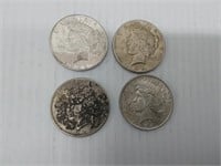 (4) Peace silver dollars