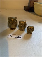 (3) Small Brass Owls